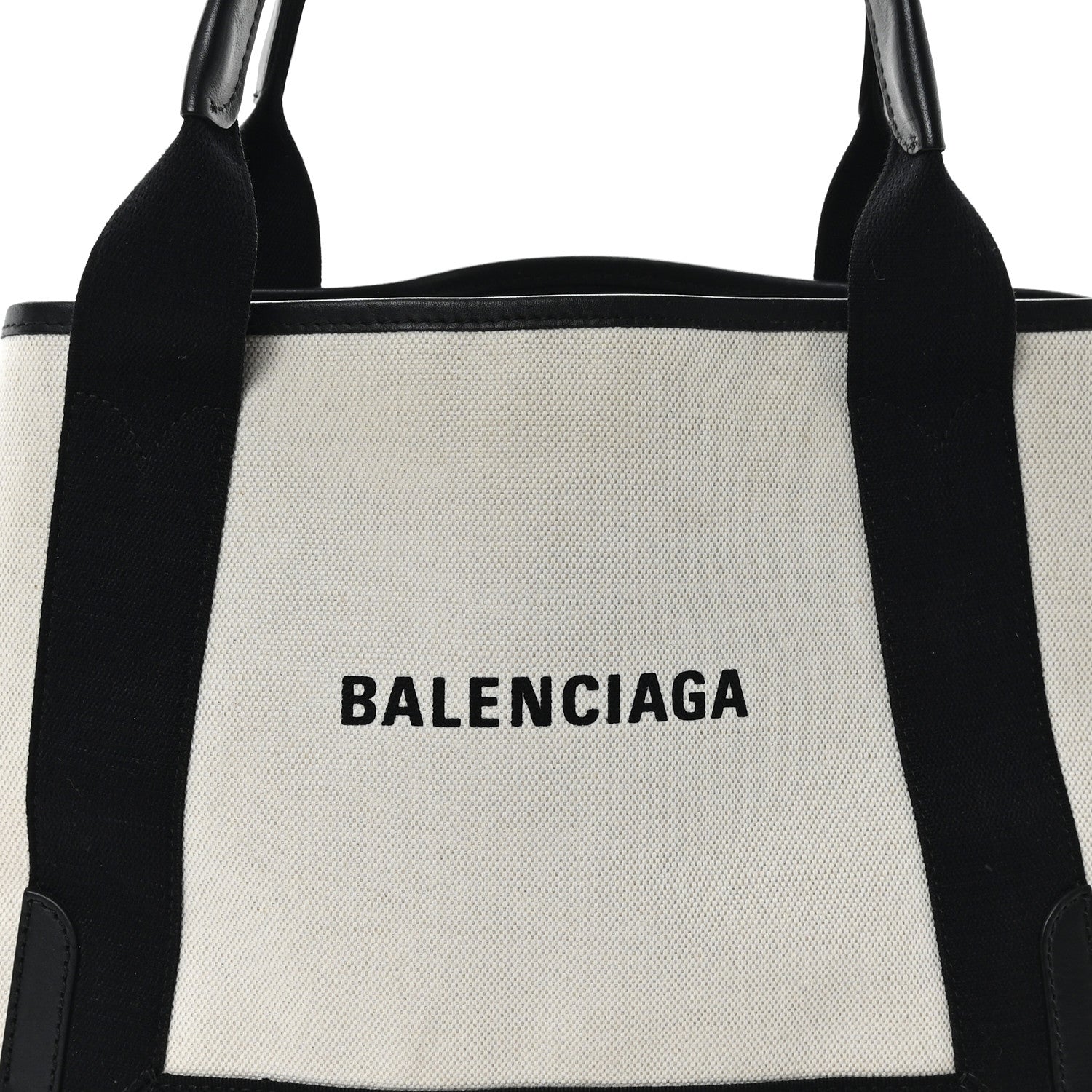 Balenciaga Cotton Canvas Satin Calfskin S Navy Cabas Natural Black 8 of 11