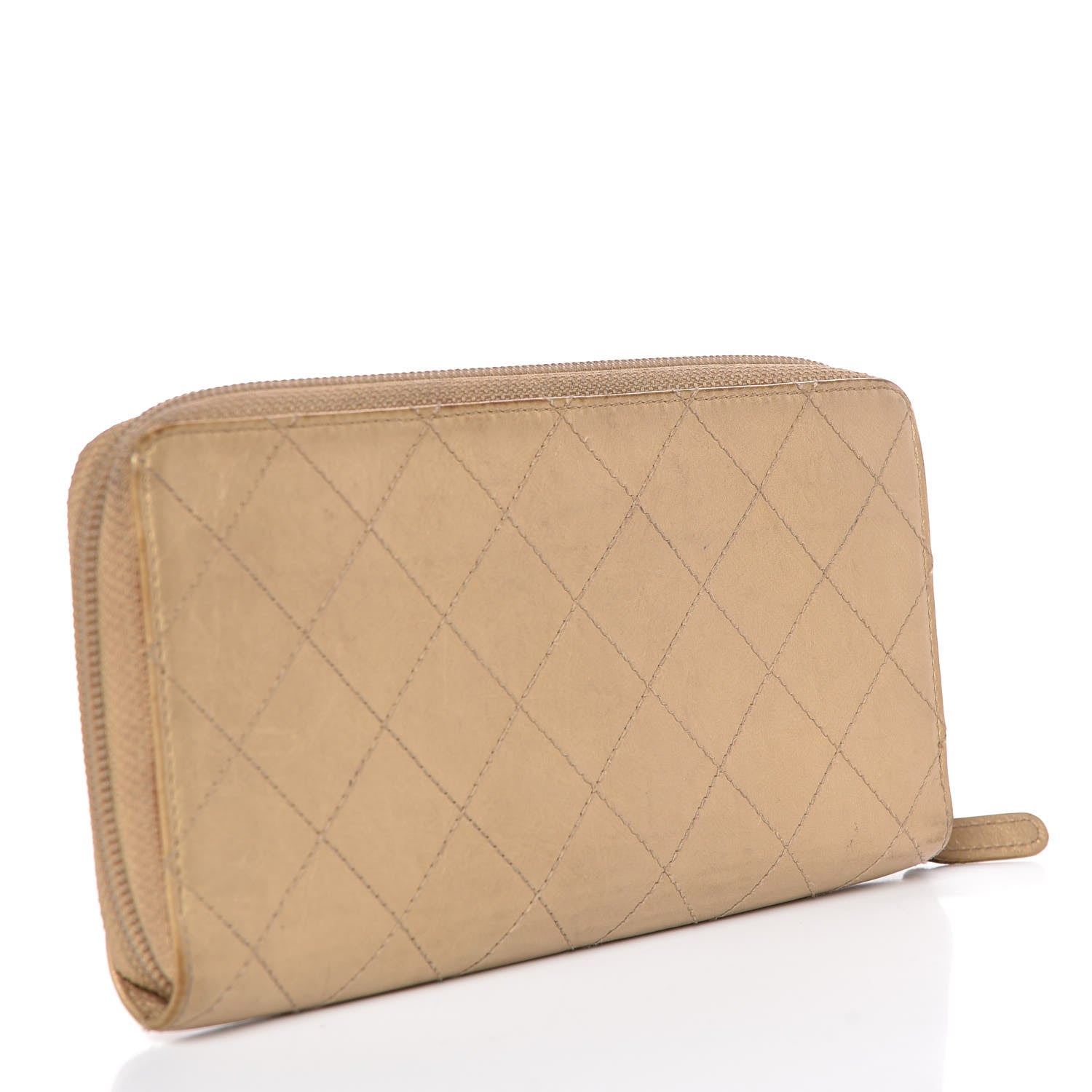 Chanel Metallic Aged Calfskin Quilted Palette Large Gusset Zip Around Wallet Gold 3 of 15
