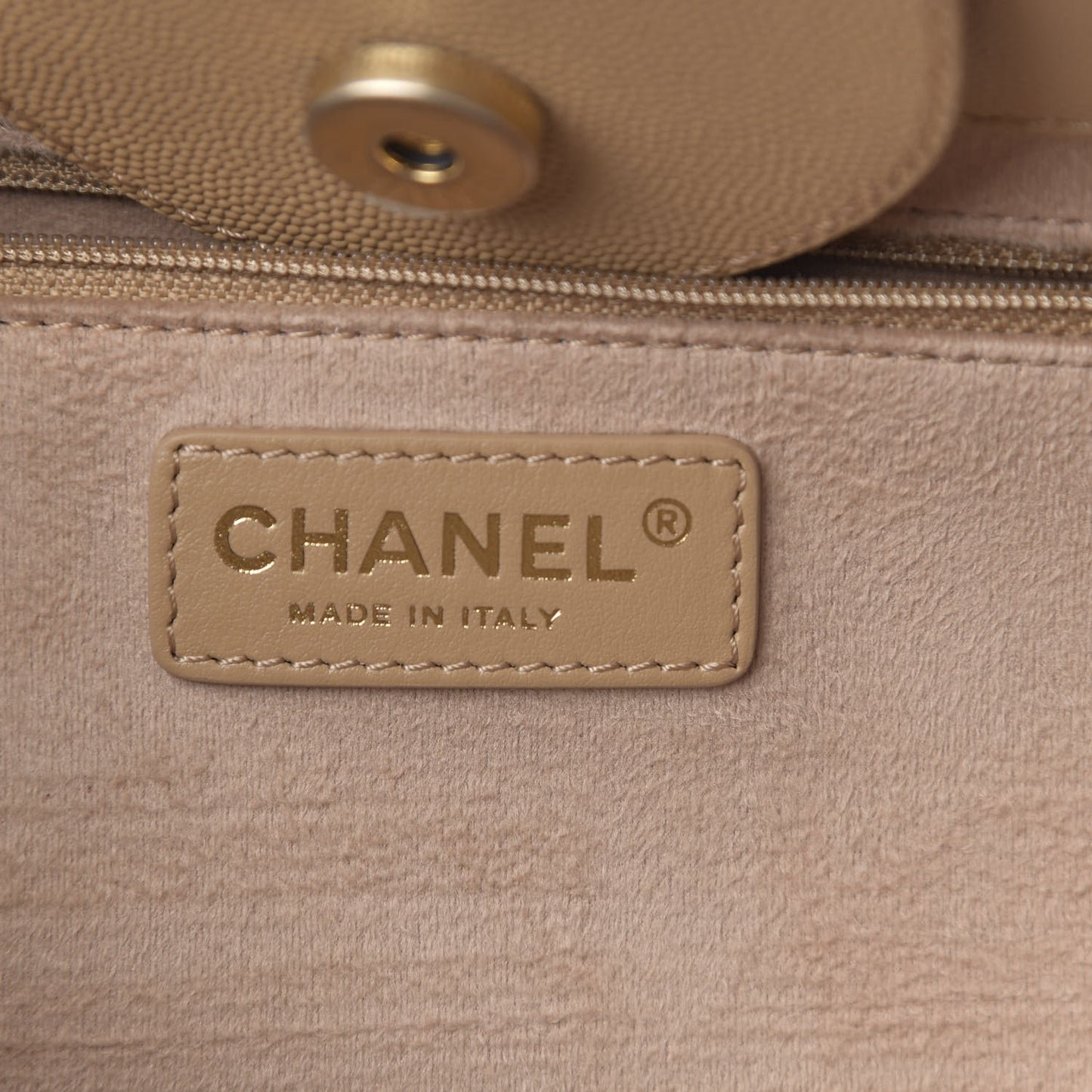 Caviar Small Studded Deauville Tote Beige