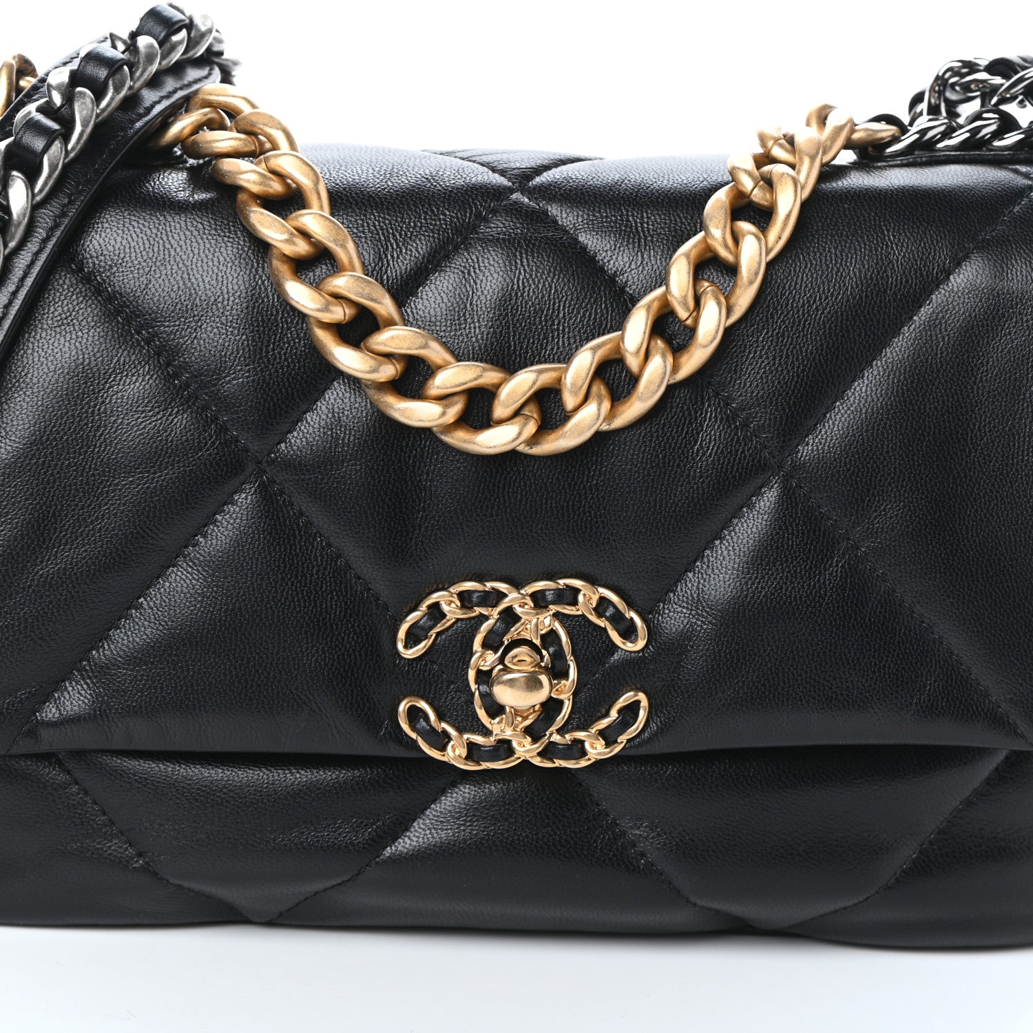 Chanel Shiny Goatskin Quilted Medium Chanel 19 Flap Black 8 of 10