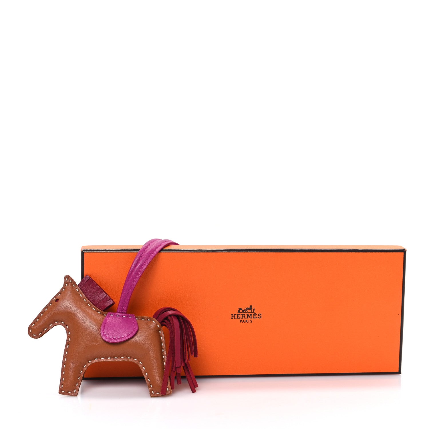 Hermes Milo Lambskin Grigri Rodeo Horse Bag Charm PM Gold Rubis Rose Pourpre 4 of 4