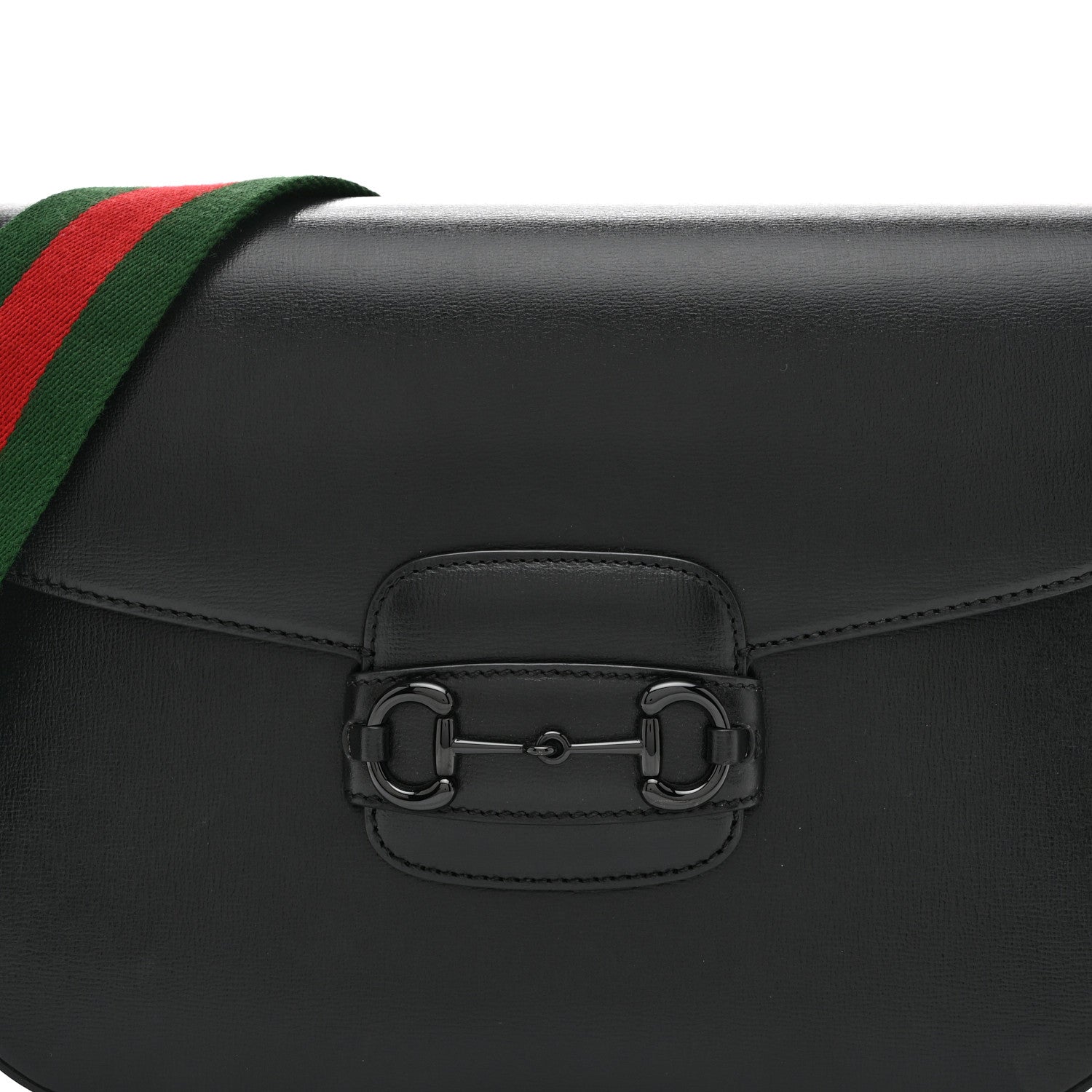 Gucci Azalea Calfskin Web Monochrome Horsebit 1955 Shoulder Bag Black 8 of 10