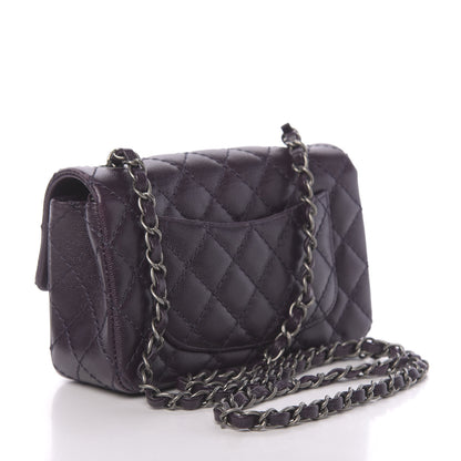 Chanel Washed Caviar Quilted Mini Rectangular Flap Dark Purple 3 of 11