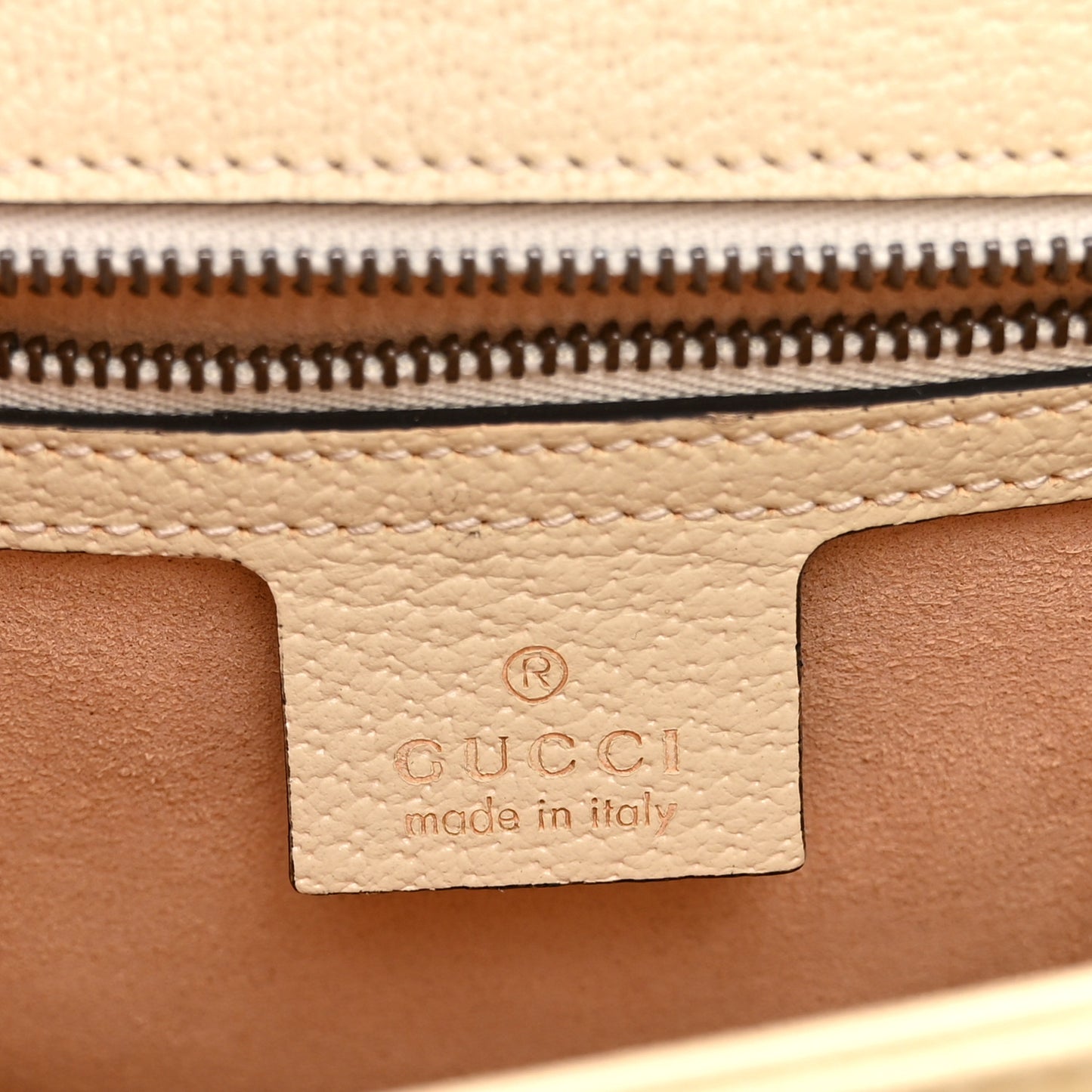 GG Supreme Monogram Textured Dollar Calfskin Web Small Ophidia Padlock Top Handle Bag Beige Ebony Mystic White