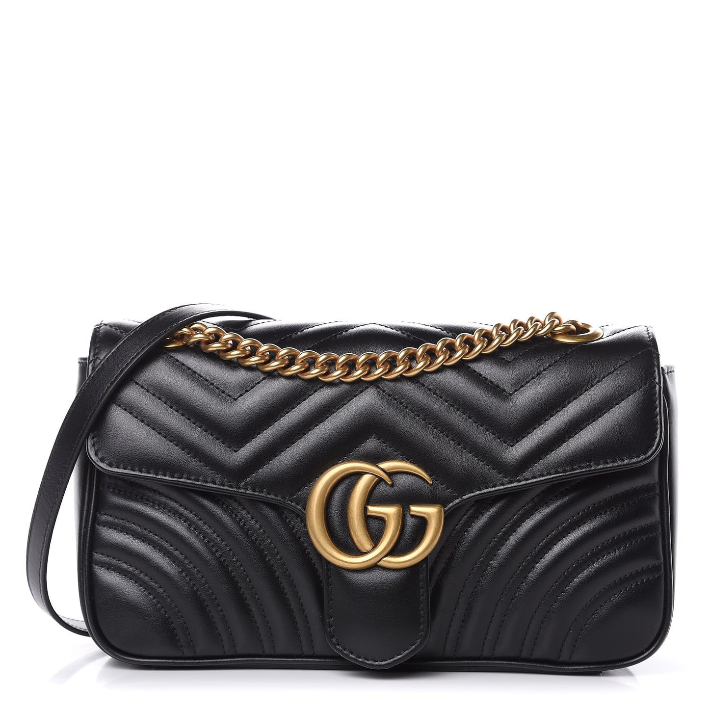 Calfskin Matelasse Small GG Marmont Shoulder Bag Black