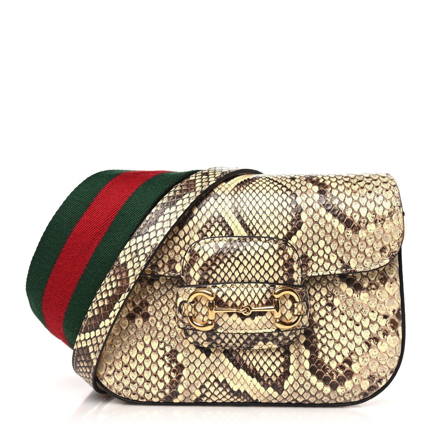 Gucci Snakeskin Web Mini Horsebit 1955 Shoulder Bag New Rock 1 of 9