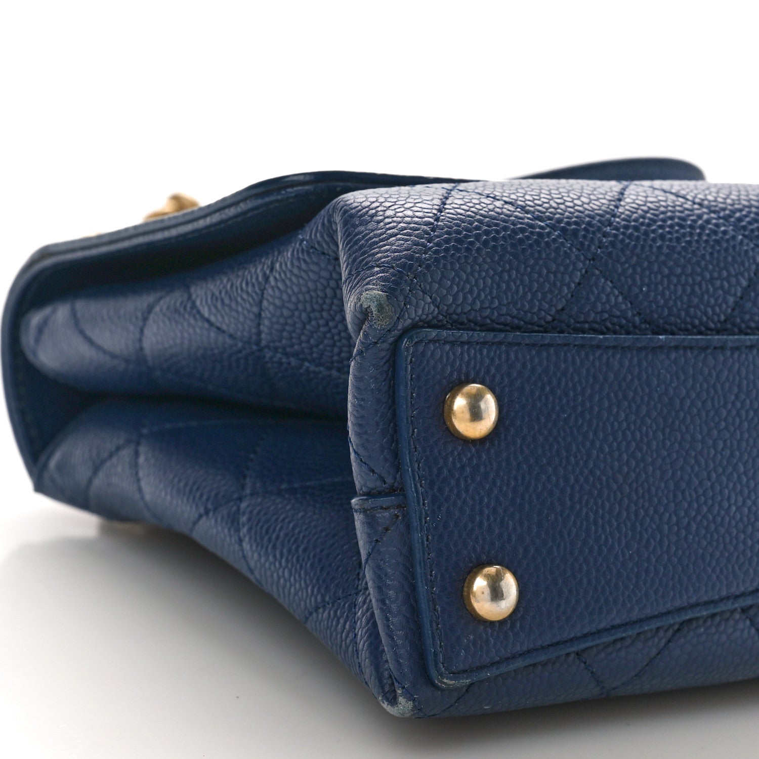 Chanel Caviar Diamond Stitched Small Top Handle Flap Blue 10 of 14