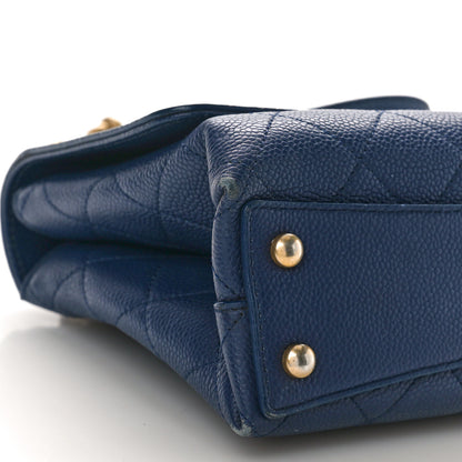 Chanel Caviar Diamond Stitched Small Top Handle Flap Blue 10 of 14
