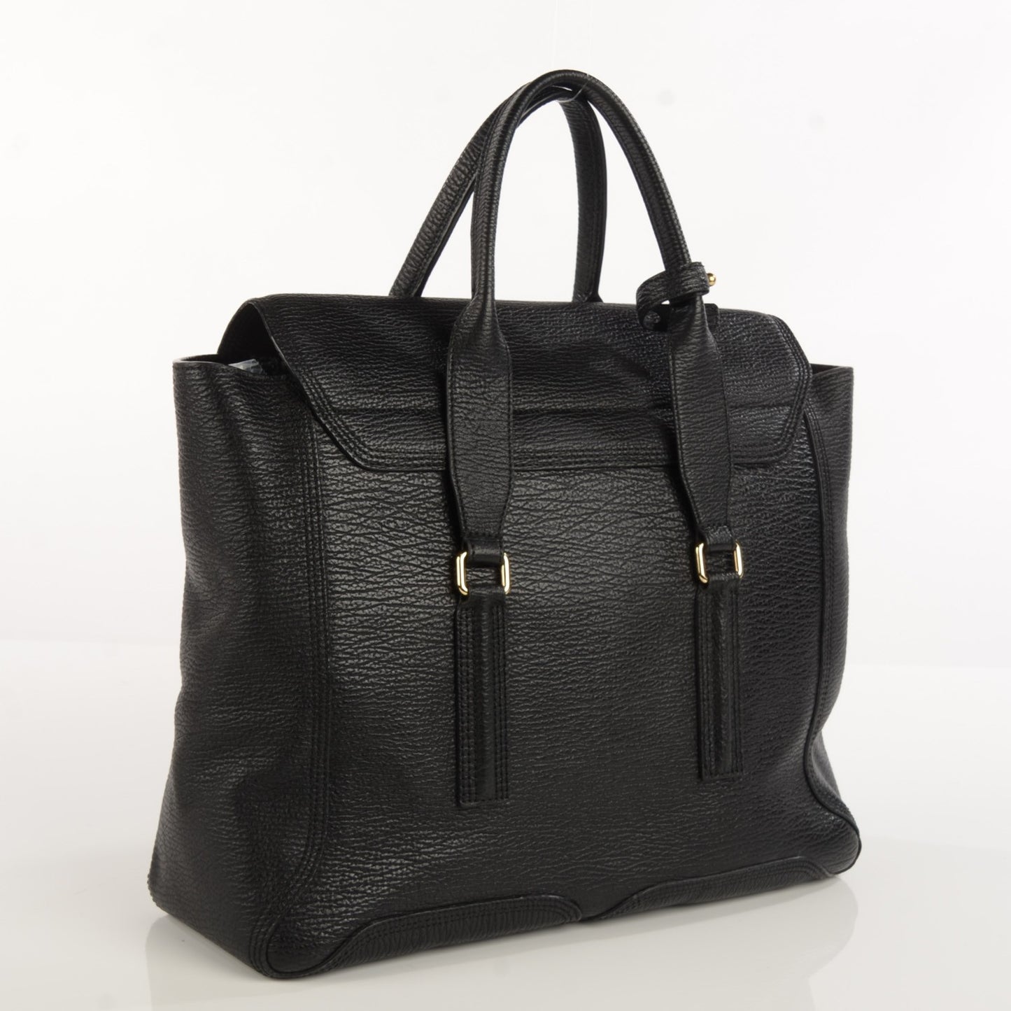 3.1 Textured Calfskin Large Pashli Satchel Black