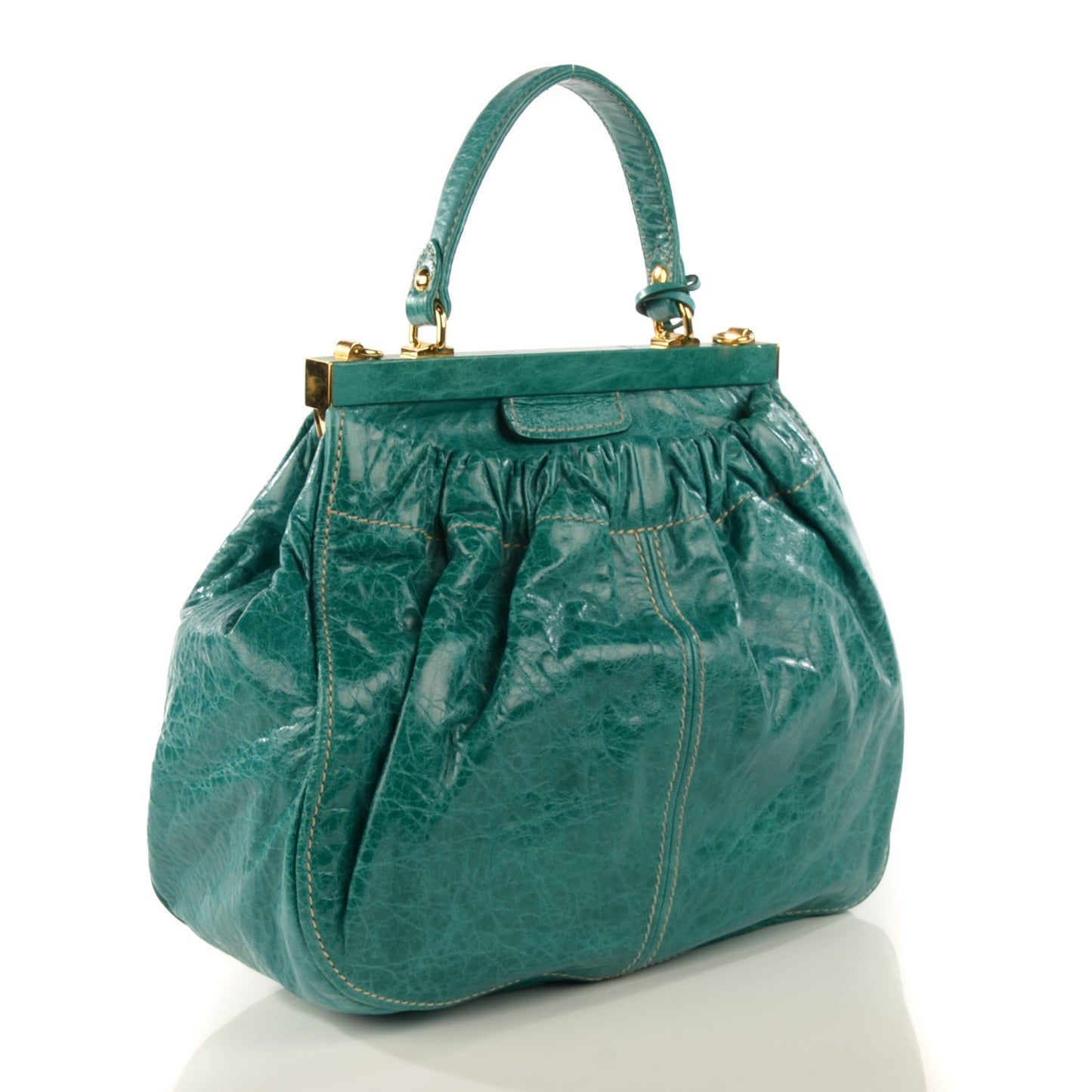Nappa Frame Lux Top Handle Emerald