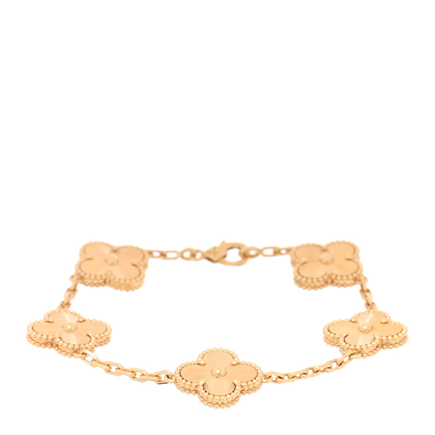 Van Cleef & Arpels VAN CLEEF & ARPELS 18K Yellow Gold 5 Motifs Guilloche Vintage Alhambra Bracelet 1 of 4