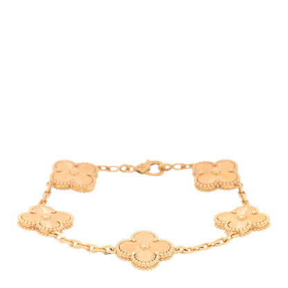 Van Cleef & Arpels VAN CLEEF & ARPELS 18K Yellow Gold 5 Motifs Guilloche Vintage Alhambra Bracelet 1 of 4