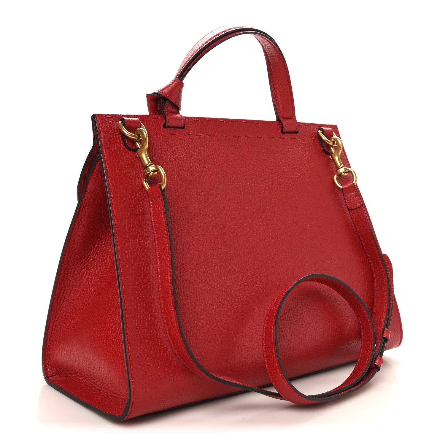 Gucci Calfskin Small GG Marmont Top Handle Bag Vulcanic Red 3 of 10
