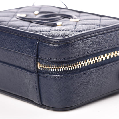Chanel Caviar Quilted Small CC Filigree Vanity Case Navy 9 of 9
