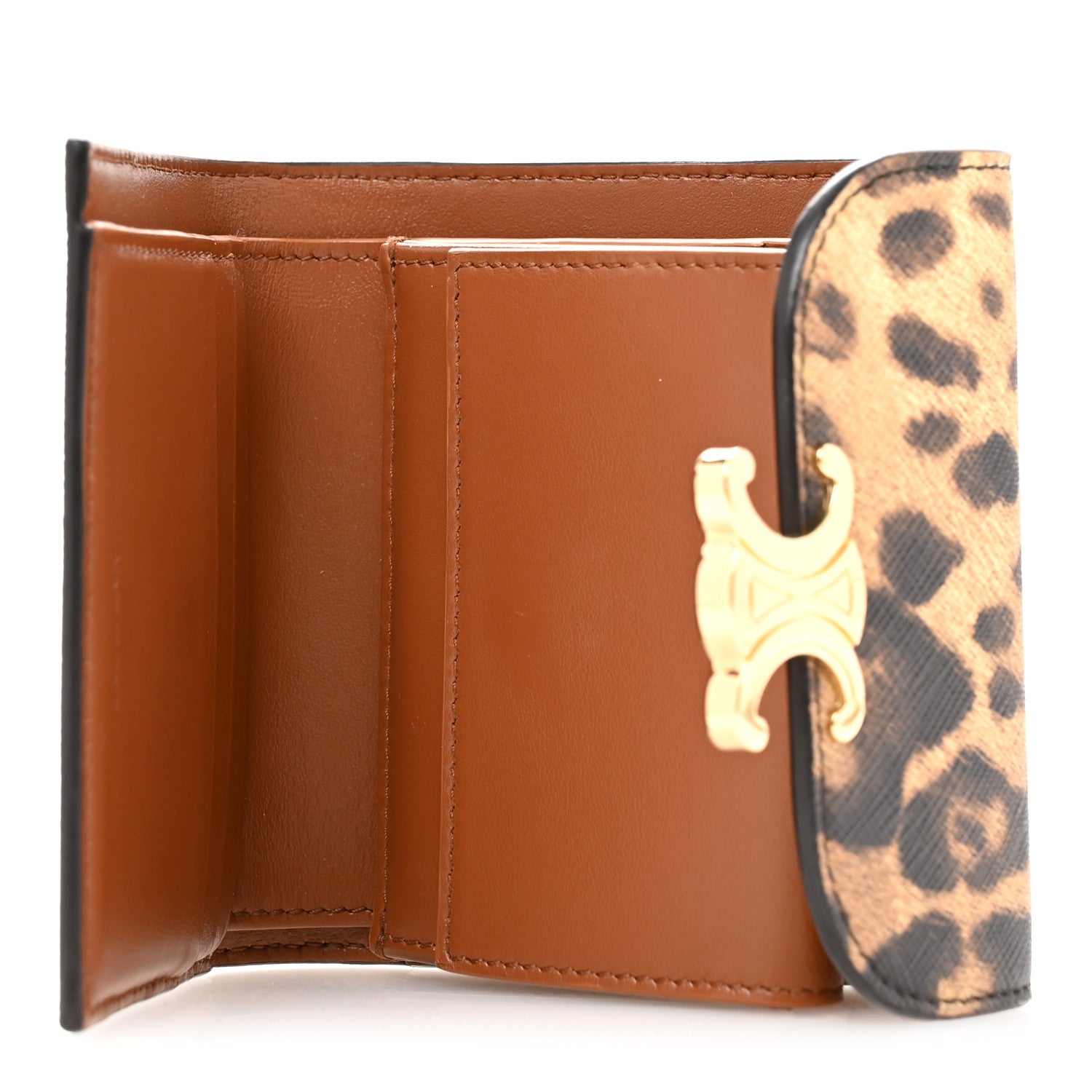 Celine Canvas Leopard Small Triomphe Wallet Tan 5 of 13