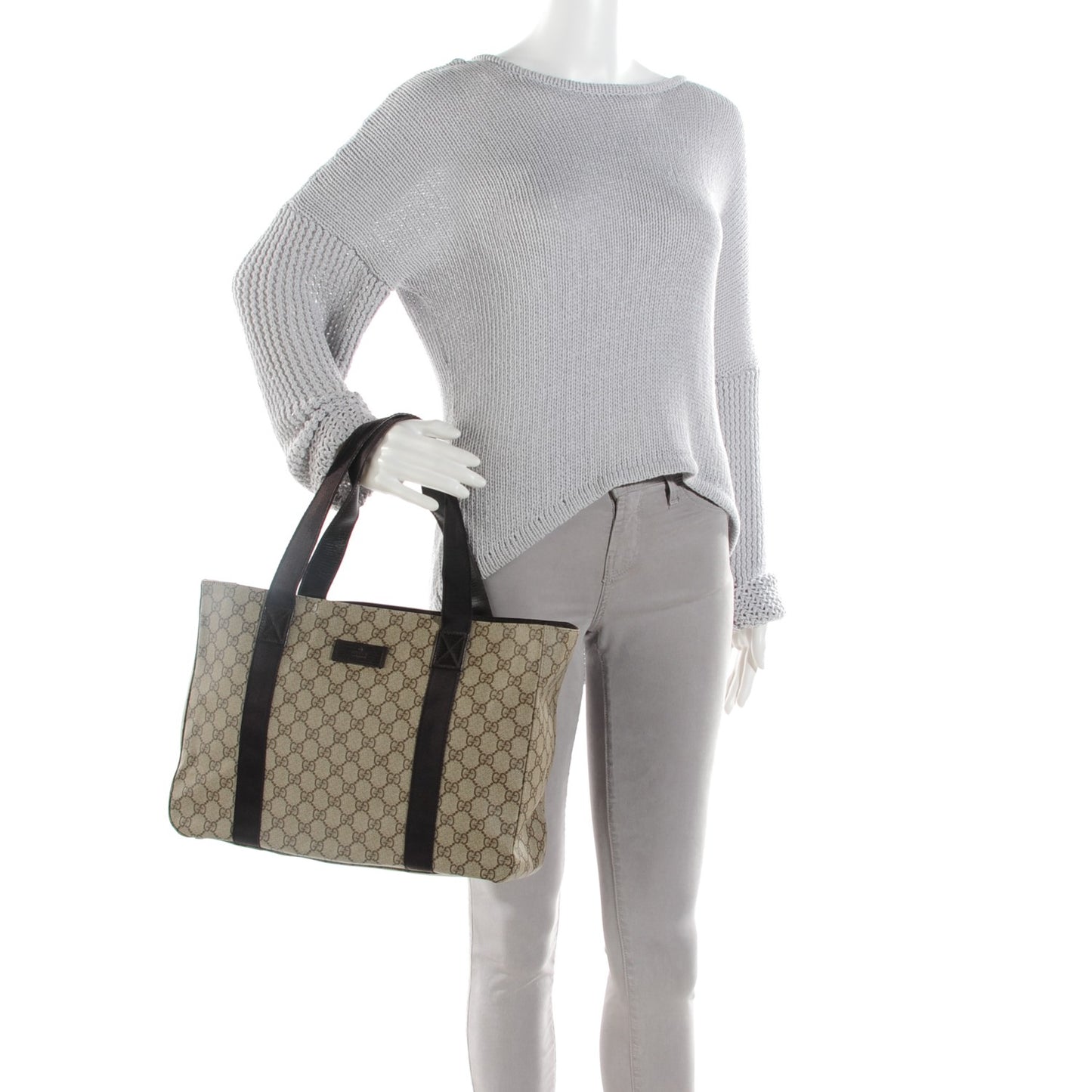 GG Plus Monogram Medium Tote Dark Brown