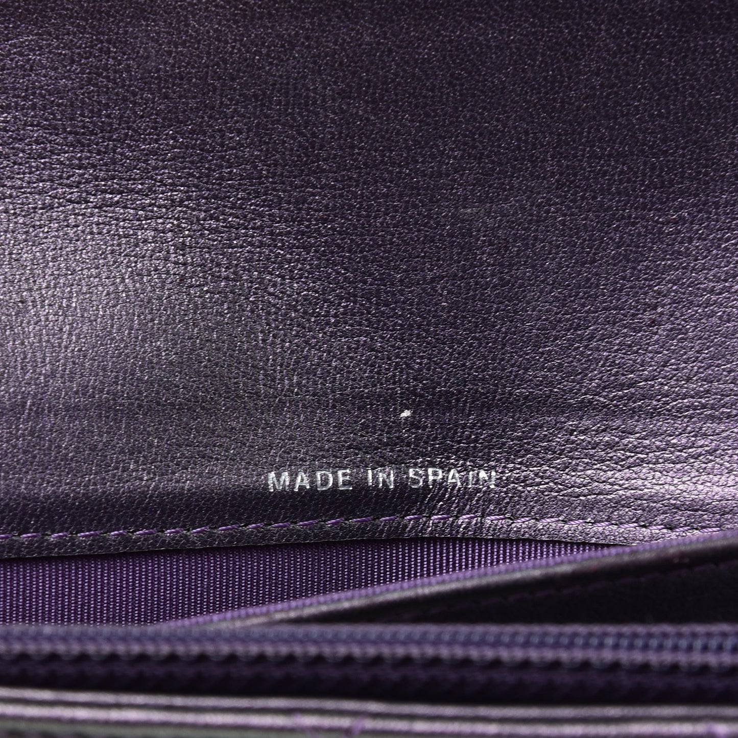 Iridescent Lambskin Quilted Large Gusset Flap Wallet Purple