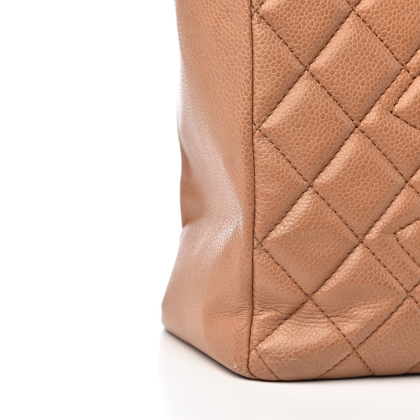 Caviar Quilted Petit Shopping Tote PST Dark Beige