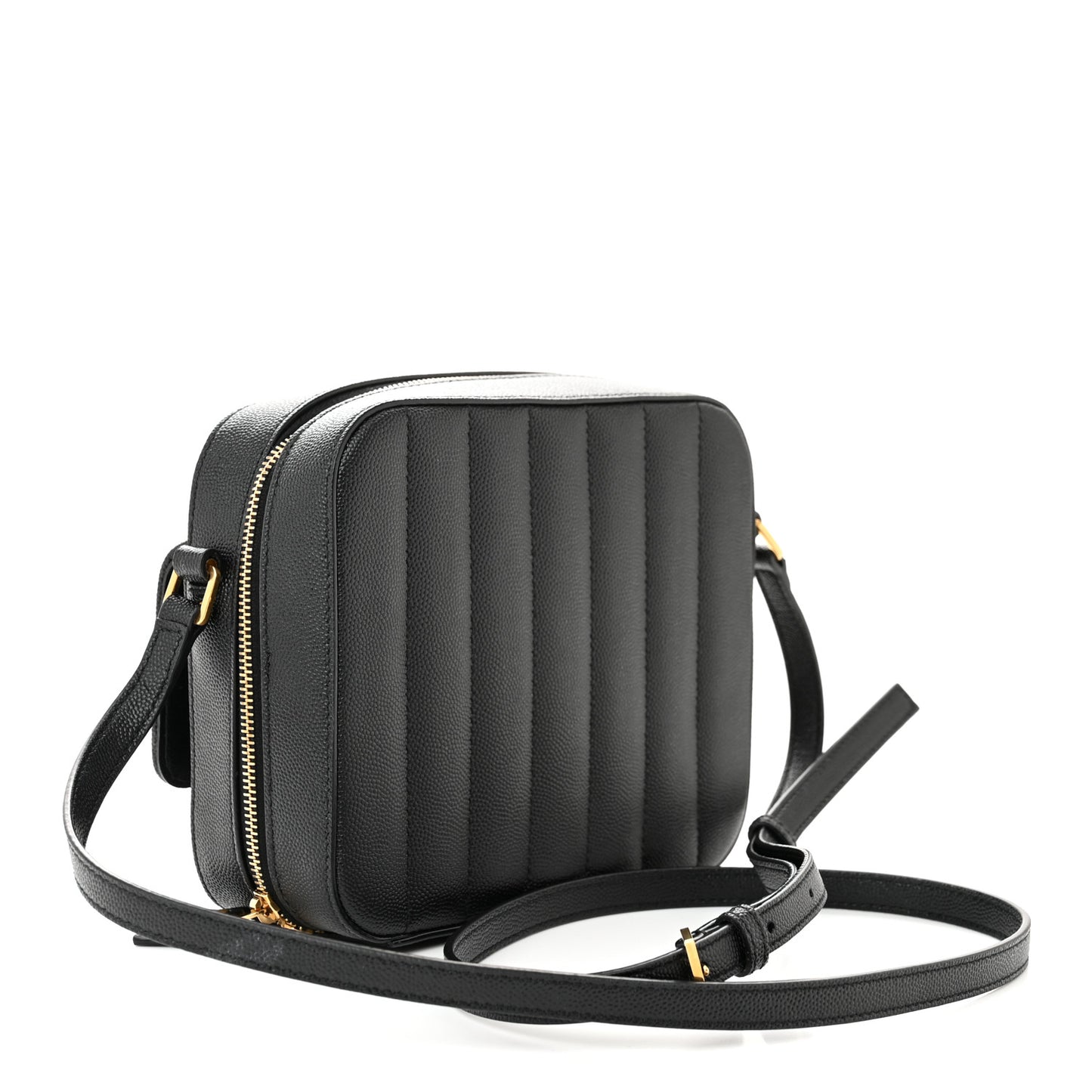 Grained De Poudre Matelasse Monogram Vicky Camera Bag Black