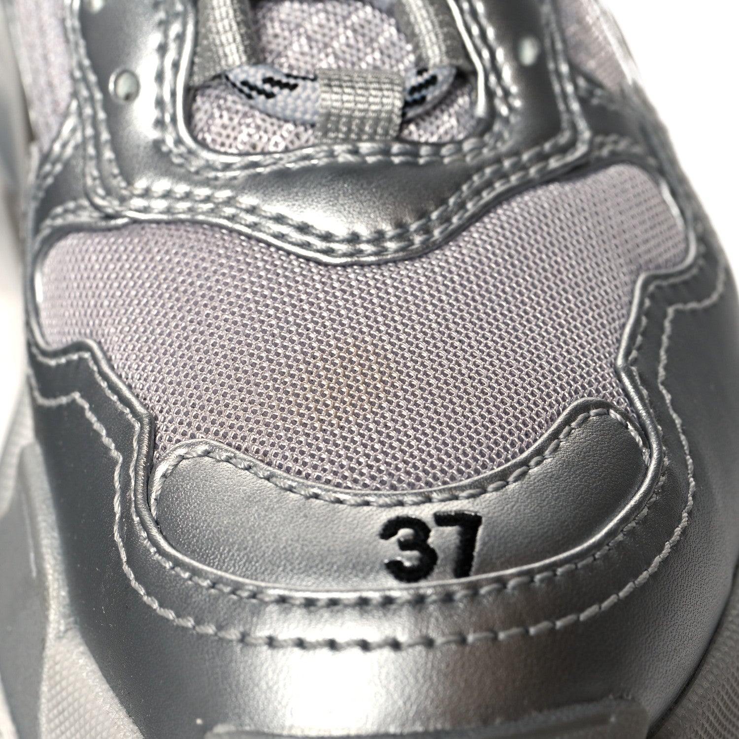 Balenciaga Metallic Fabric Mesh Womens Triple S Sneakers 37 Silver 9 of 9