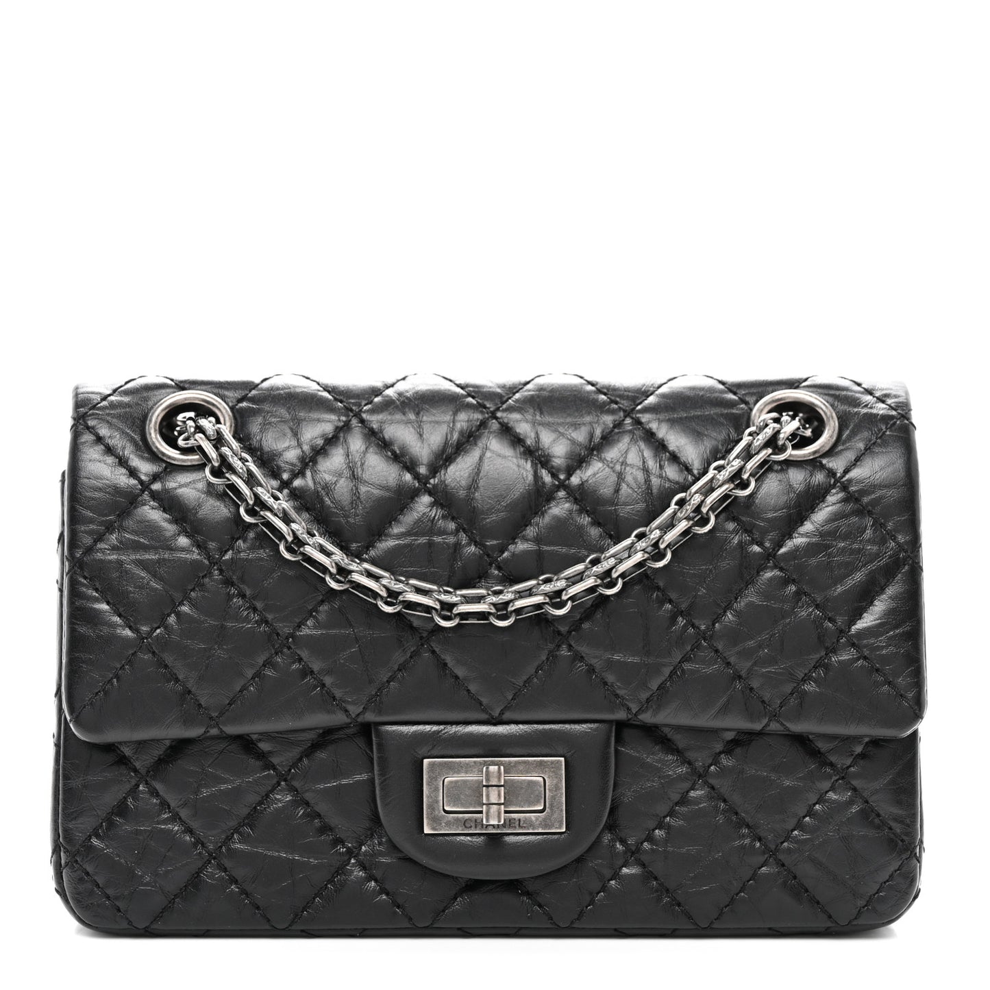 Aged Calfskin Quilted 2.55 Reissue Mini Flap Black