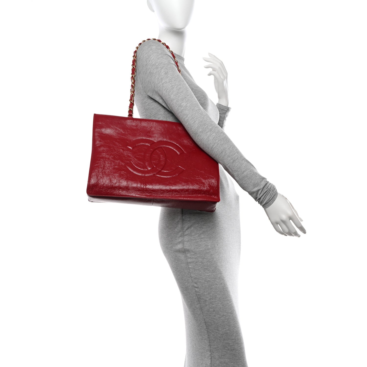 Chanel Shiny Aged Calfskin Shopping Bag Red 2 of 15