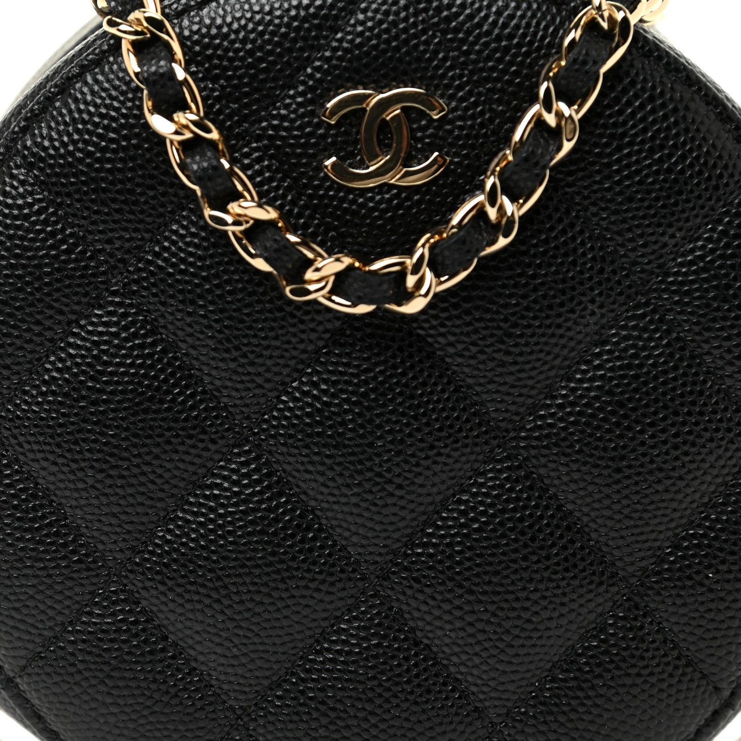 Chanel Caviar Quilted Round Clutch With Chain Black 8 of 11