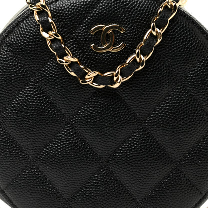 Chanel Caviar Quilted Round Clutch With Chain Black 8 of 11