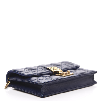 Christian Dior Lambskin Cannage Dioraddict Wallet on Chain Clutch Navy 4 of 9