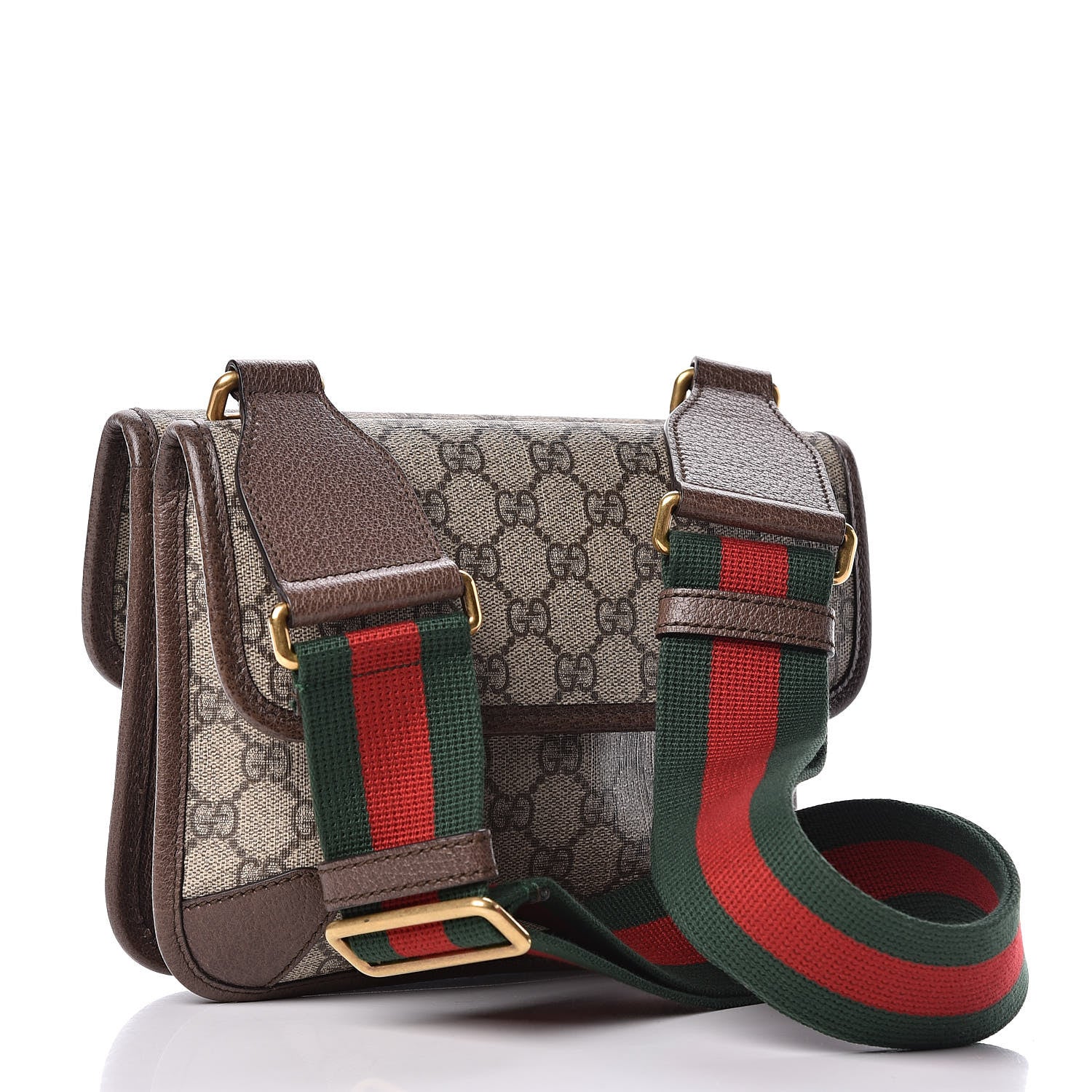 Gucci GG Supreme Monogram Web Small Neo Vintage Double Flap Messenger Bag Beige New Acero 3 of 11