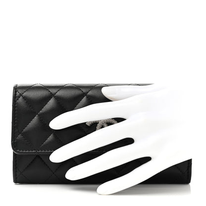Chanel Lambskin Quilted Crystal CC Medium Flap Wallet Black 2 of 9