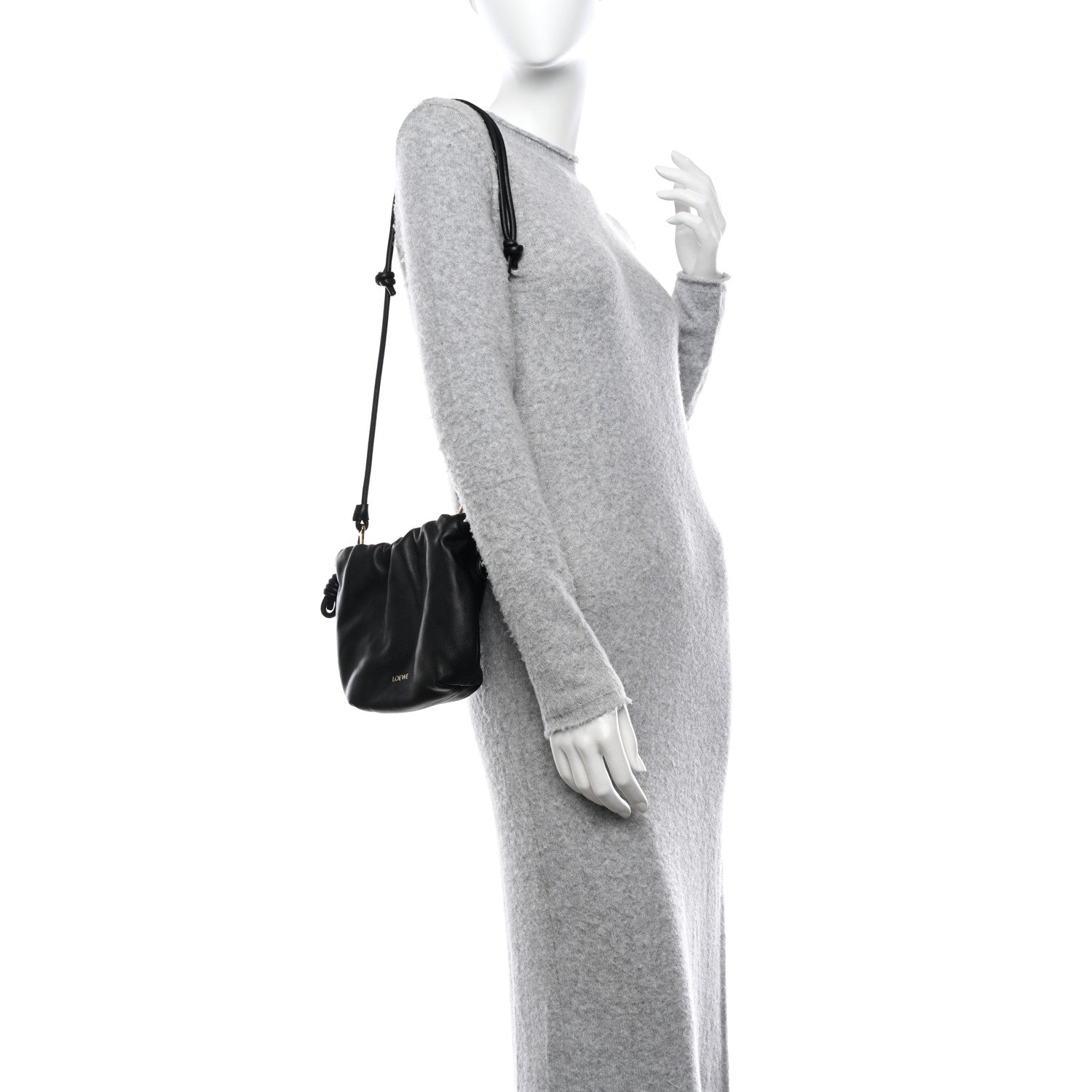 Loewe Mellow Nappa Donut Chain Mini Flamenco Knot Clutch Black 2 of 10