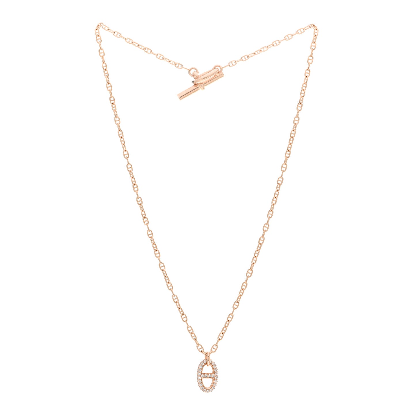 18K Rose Gold Diamond PM New Farandole Pendant Necklace SH