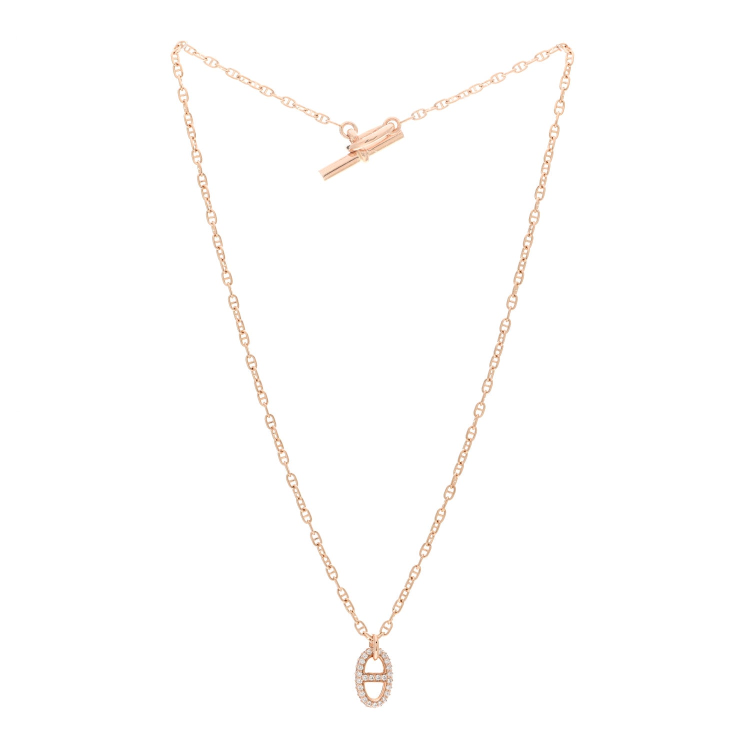 Hermes 18K Rose Gold Diamond PM New Farandole Pendant Necklace SH 3 of 5