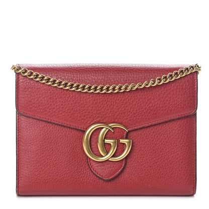 Gucci Calfskin GG Marmont Chain Wallet Vulcanic Red 1 of 10