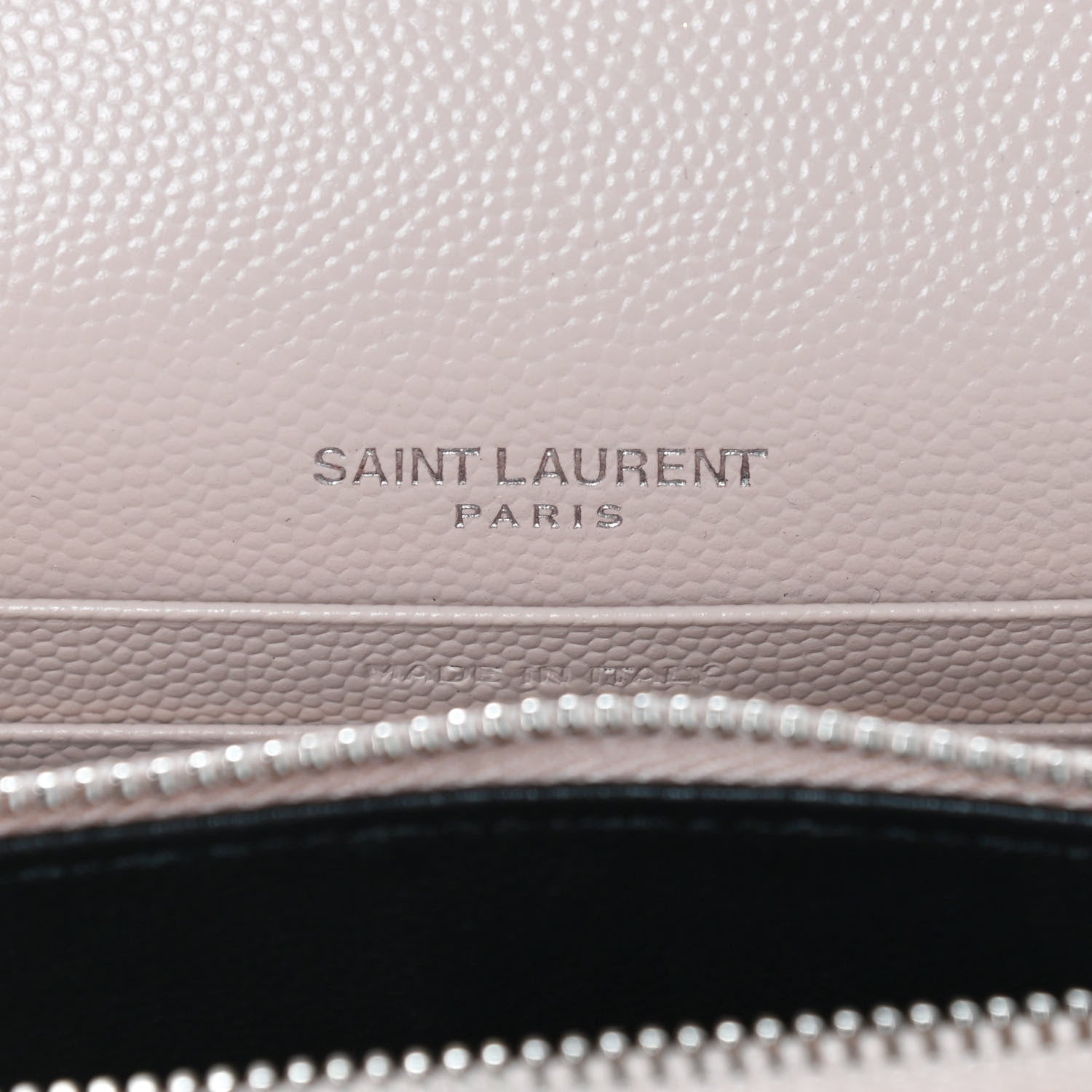 Saint Laurent Grain De Poudre Matelasse Chevron Monogram Envelope Chain Wallet Pink White 5 of 9