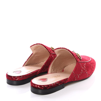 Gucci Velvet GG Monogram Womens Princetown Slippers 38 Red Cipria 4 of 8