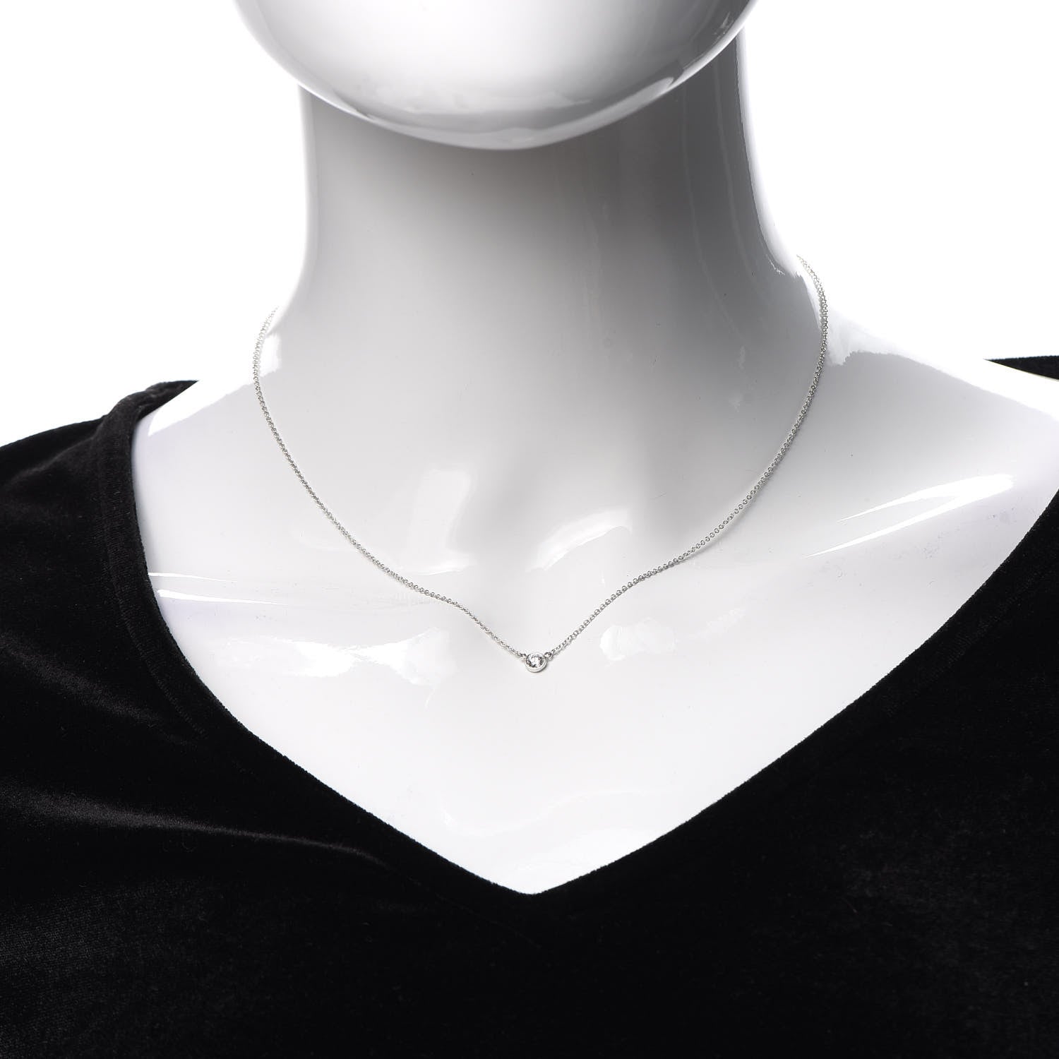 Tiffany Platinum Diamond .14ct Elsa Peretti Diamonds by the Yard Pendant Necklace 2 of 6