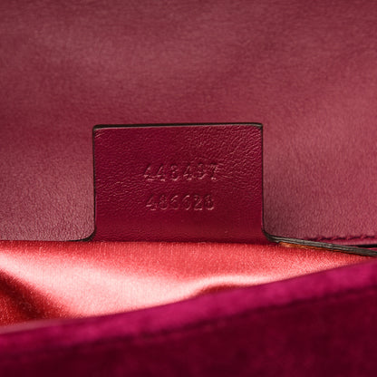 Gucci Velvet Matelasse Embroidered Small GG Marmont Shoulder Bag Fuchsia Violet Cyclamen 7 of 10