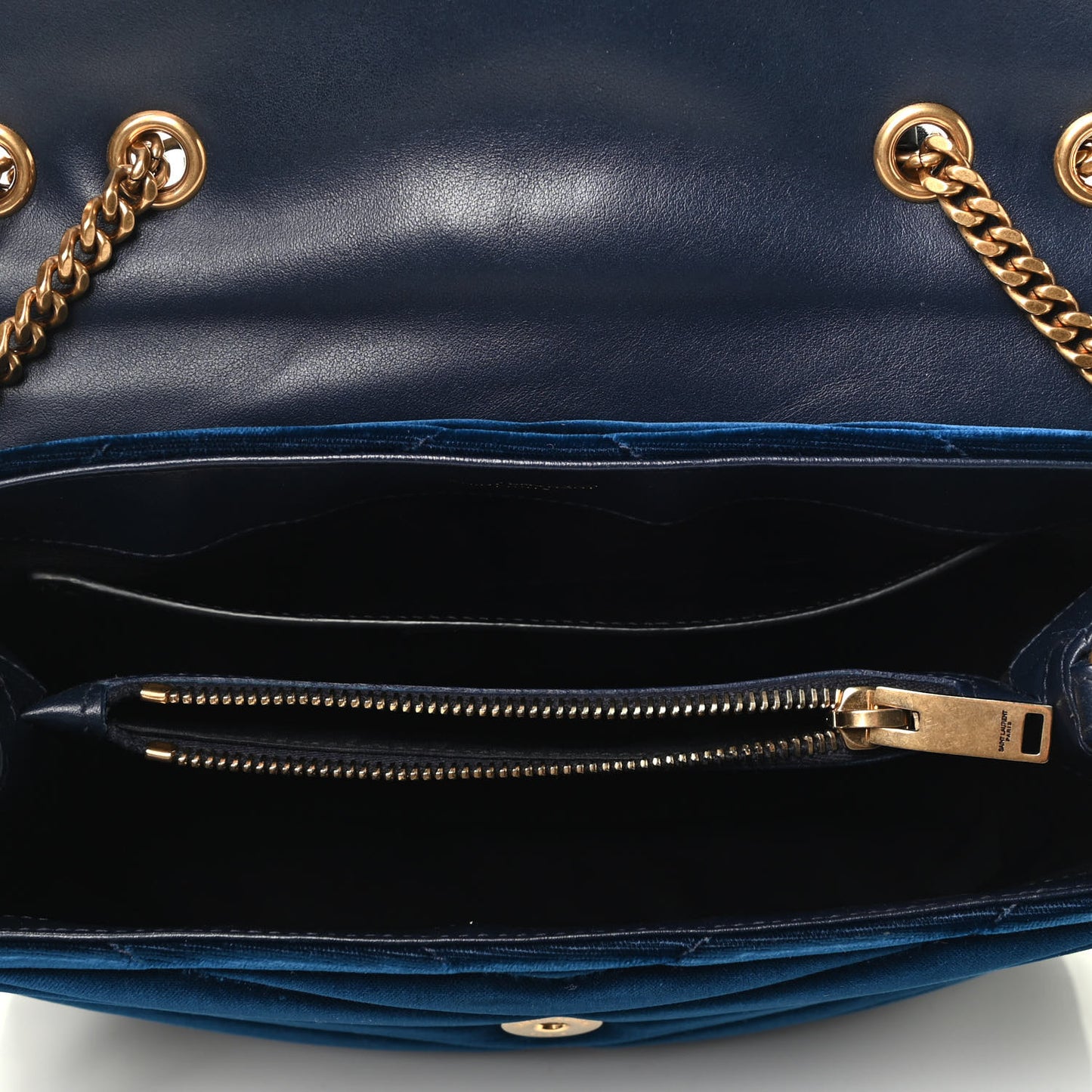 Velvet Y Quilted Monogram Small Loulou Chain Satchel Medium Blue