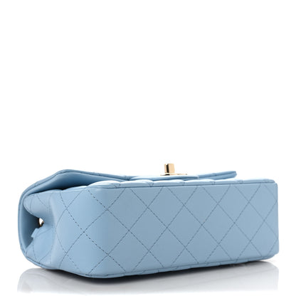 Chanel Lambskin Quilted Mini Rectangular Flap Light Blue 3 of 9