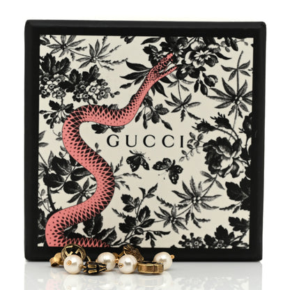 Gucci Pearl Flower GG Earrings Gold 5 of 5