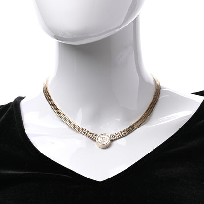 Chanel Metal Chain Link CC Medallion Choker Necklace Gold 2 of 6