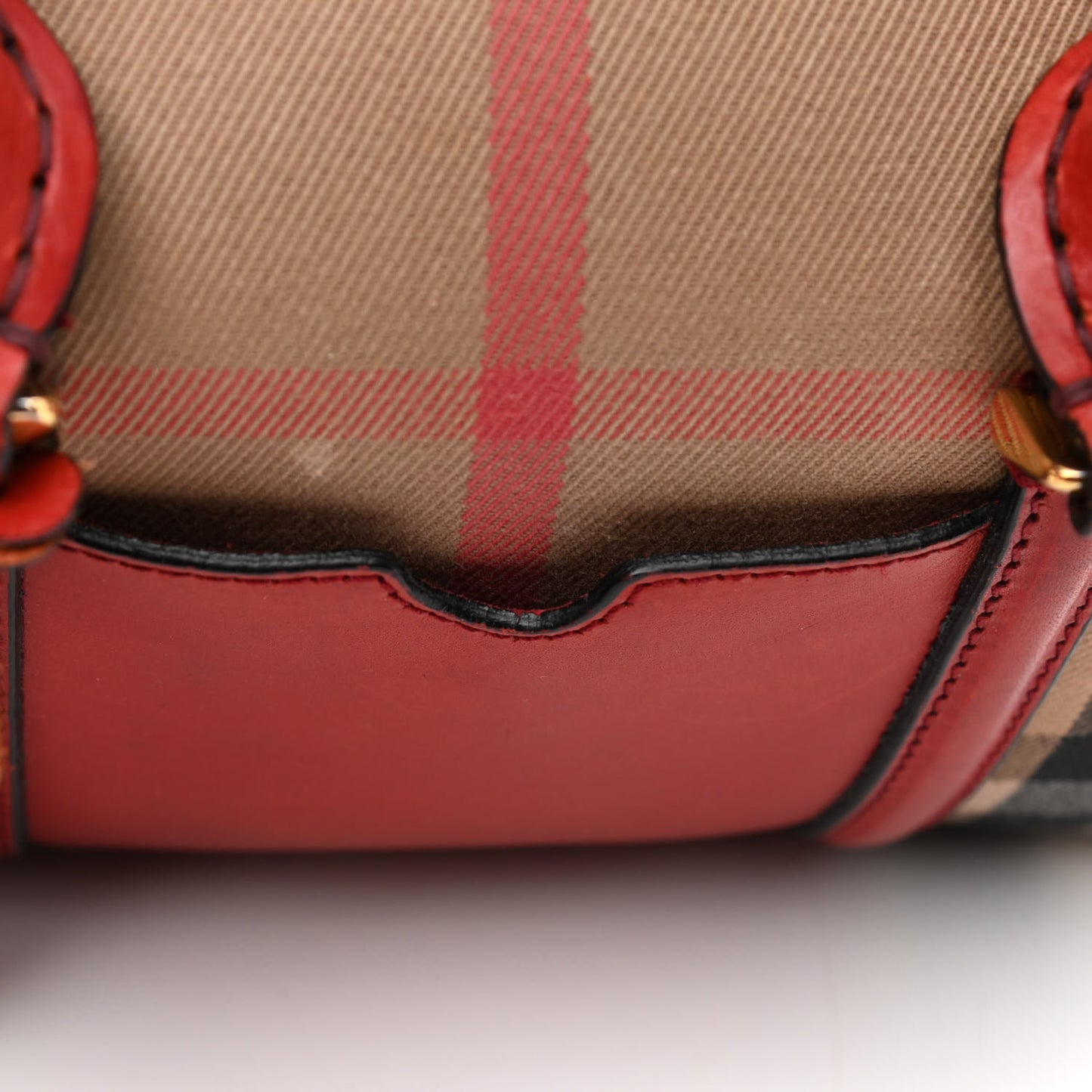 House Check Bridle Calfskin Small Alchester Bowling Bag Red