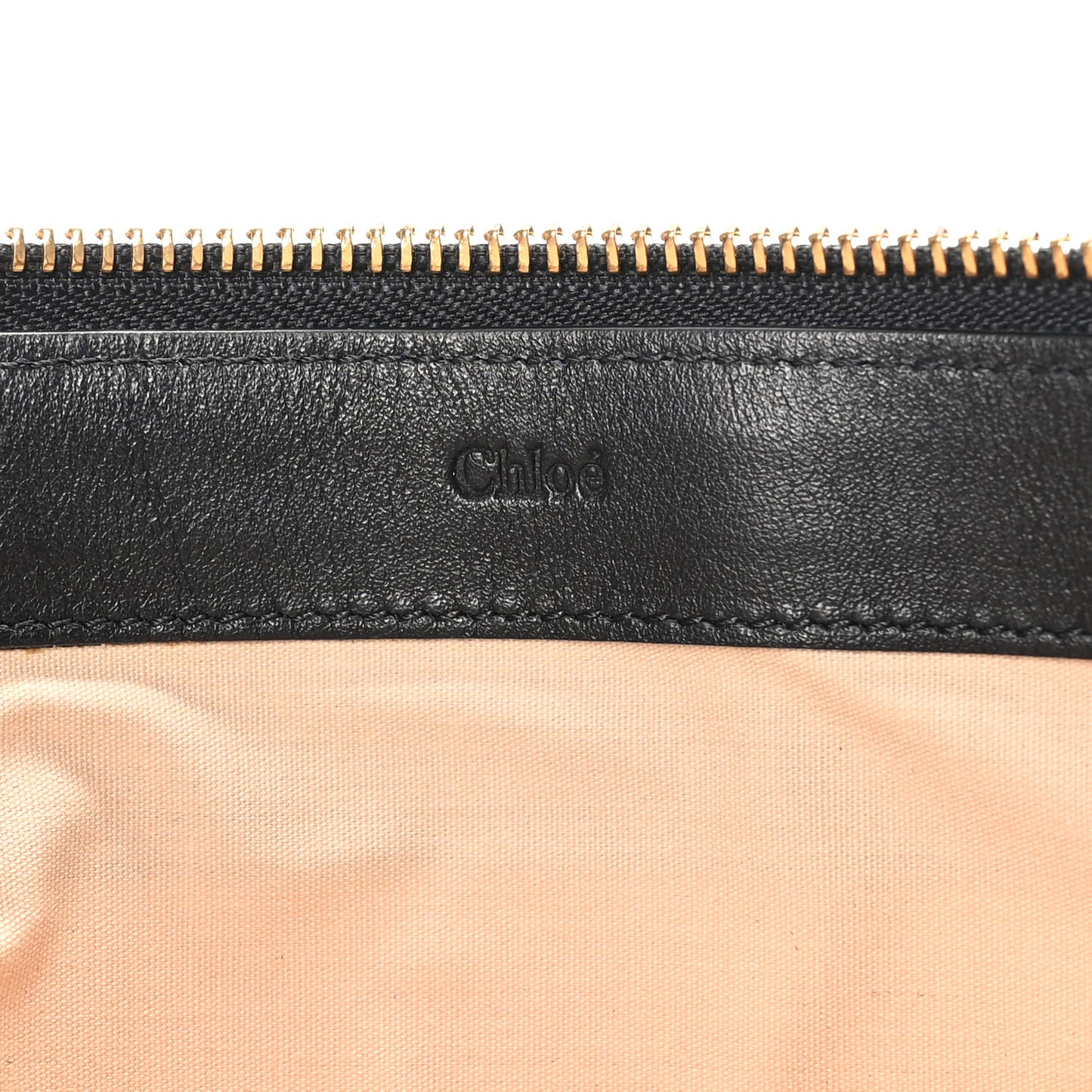 Calfskin Stripe Flat Pouch Clutch Black