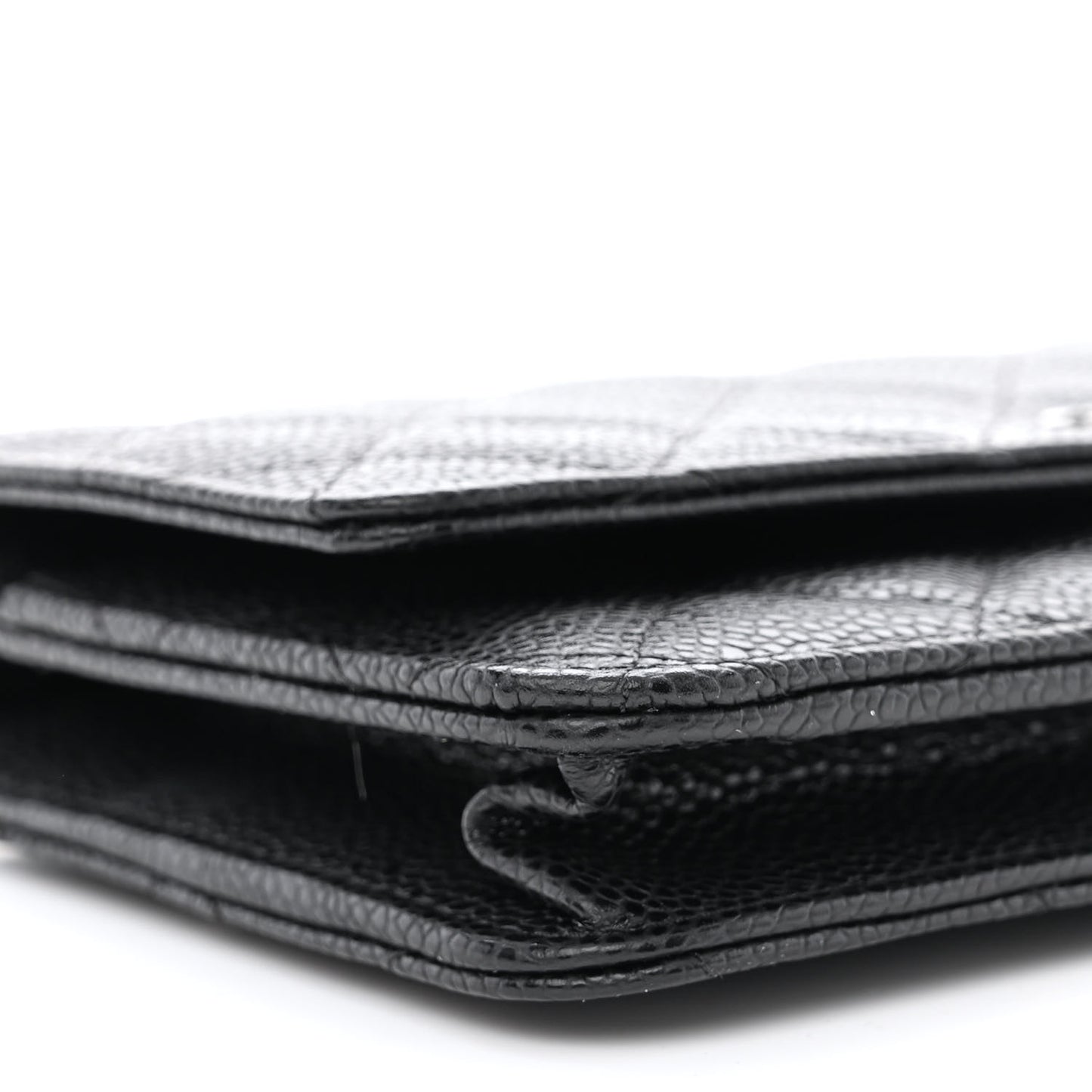 Caviar Quilted Wallet on Chain WOC Black