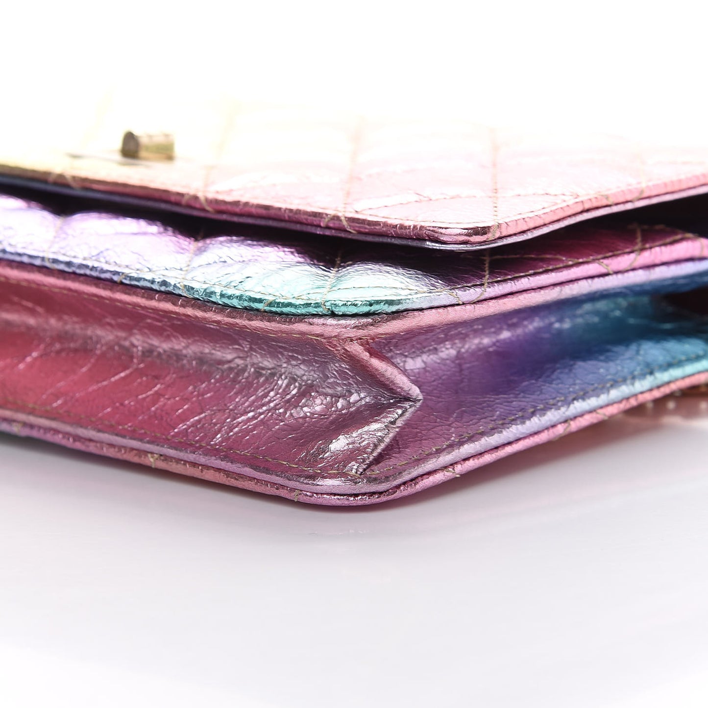Metallic Goatskin Quilted 2.55 Reissue Wallet on Chain WOC Multicolor