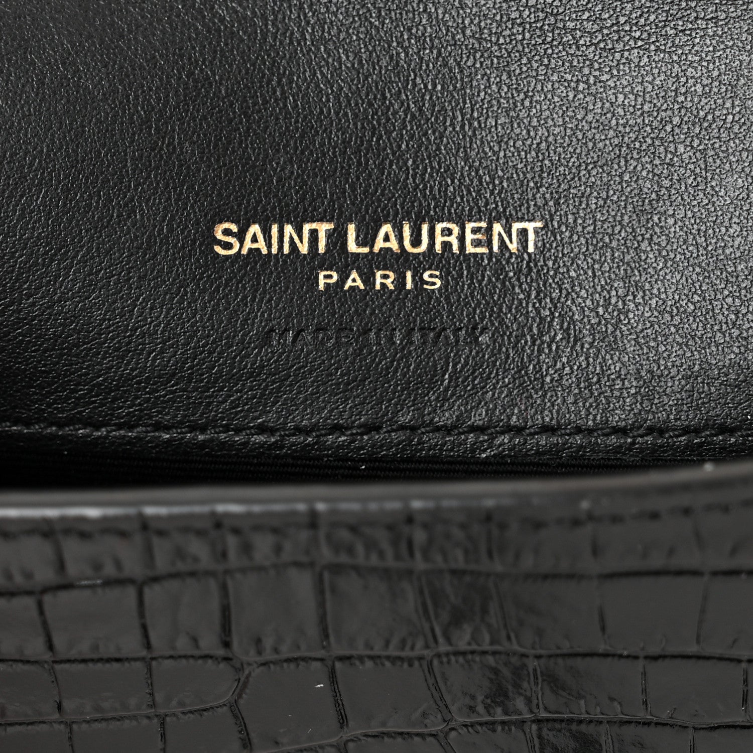 Saint Laurent Crocodile Embossed Monogram Phone Holder Crossbody Black 6 of 10