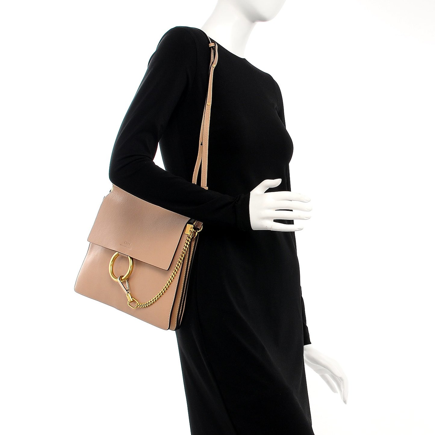 Calfskin Medium Faye Shoulder Bag Biscotti Beige