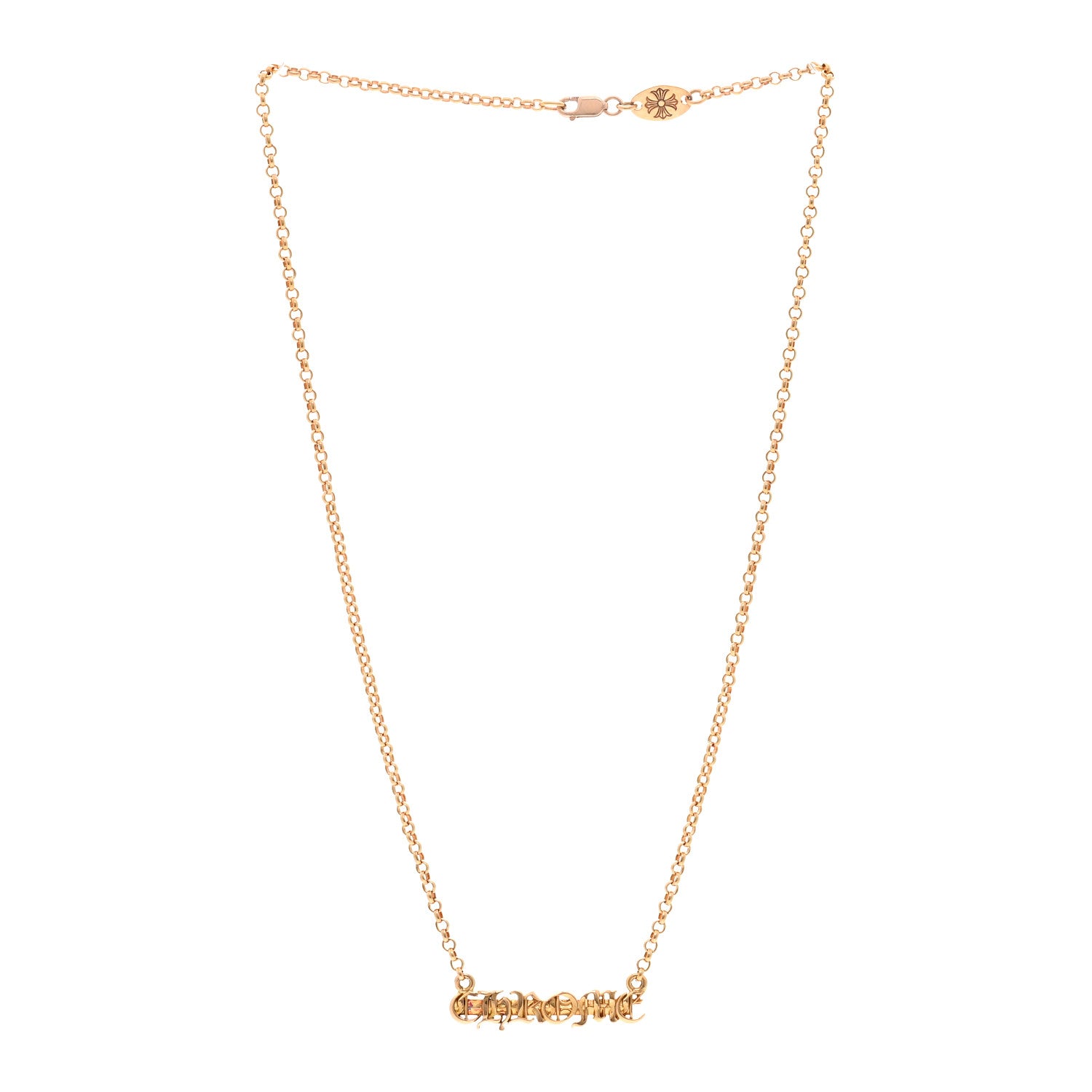 Chrome Hearts 22K Yellow Gold CHROME Script Necklace 3 of 4